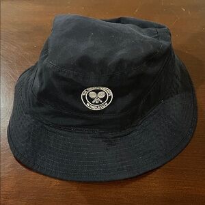 Wimbledon Classic Black Bucket Hat, Blue and White Reversible